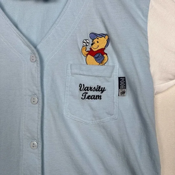 Vintage Winnie the Pooh Sz XL Embroidered Pocket Baseball Varsity Team Jersey‎ - Picture 2 of 6